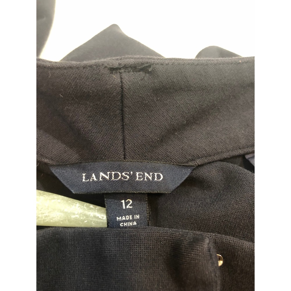 Lands' End Straight Leg Pants Women 12 Navy Blue Stretch Career Trousers - Picture 7 of 11
